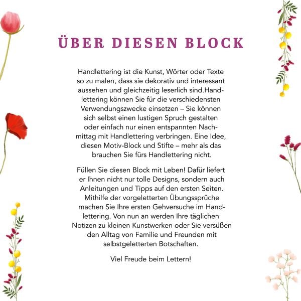 Produktbild: Design Paper A6 Sag's mit Blumen. Mit Handlettering-Grundkurs
