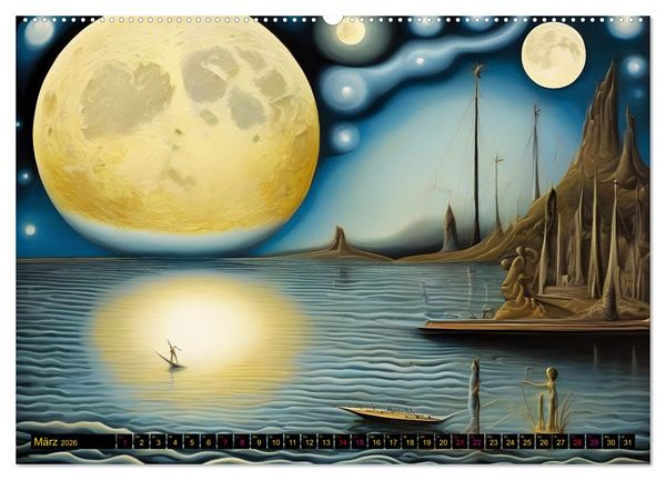 Produktbild: Erde, Sonne, Mond und Sterne Surrealistische Kunstwerke (Wandkalender 2026 DIN A2 quer), CALVENDO Monatskalender