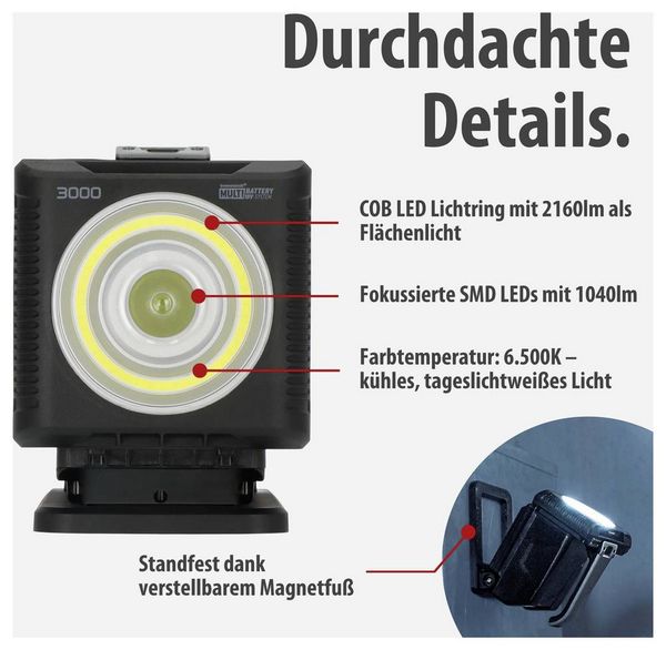 Produktbild: Brennenstuhl Multi Battery HL 3000 Akku-Baustrahler 20W 2160lm Tageslichtwei&szlig; 1173730000