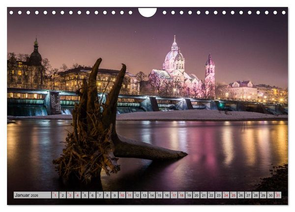 Produktbild: M&uuml;nchen - Lichter der Gro&szlig;stadt (Wandkalender 2026 DIN A4 quer), CALVENDO Monatskalender