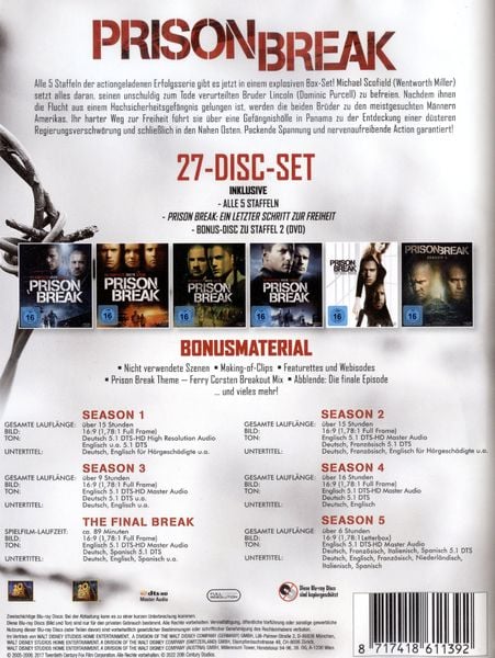 Produktbild: Prison Break - Season 1-5 - Komplettbox [27 BRs]