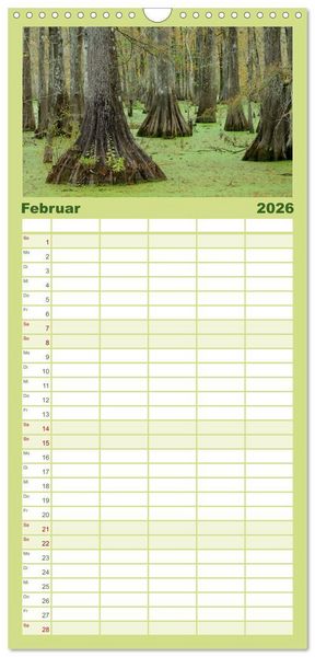 Produktbild: Familienplaner 2026 - Natur Paradies Mississippi Delta mit 5 Spalten (Wandkalender, 21 x 45 cm) CALVENDO