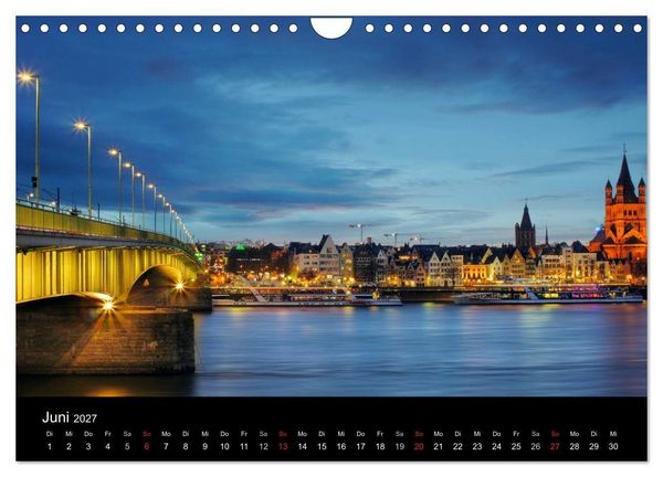 Produktbild: k&ouml;ln dunkelbunt II &ndash; Die Stadt leuchtet! (Wandkalender 2027 DIN A4 quer), CALVENDO Monatskalender