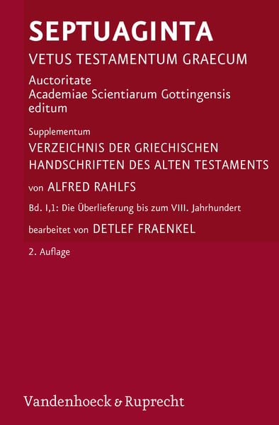 Produktbild: Verzeichnis der griechischen Handschriften des Alten Testaments