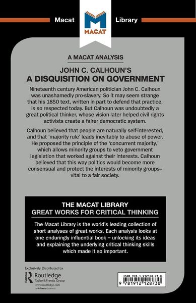Produktbild: An Analysis of John C. Calhoun's A Disquisition on Government