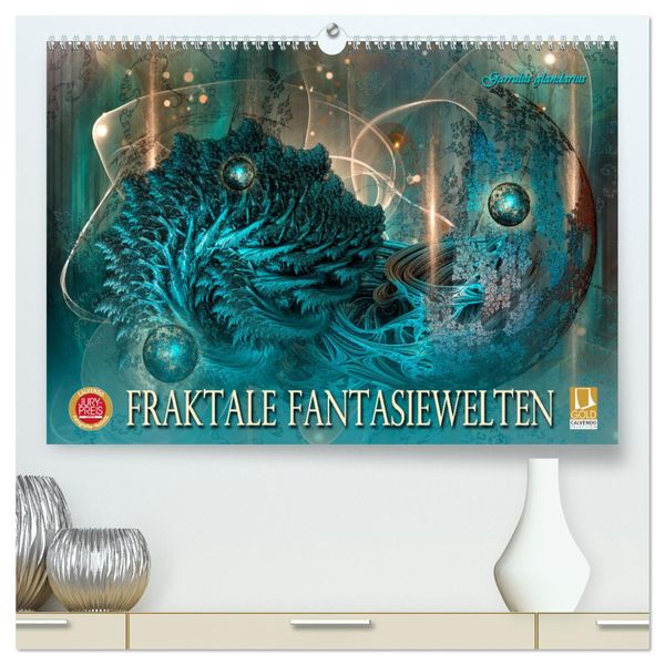 Fraktale Fantasiewelten (hochwertiger Premium Wandkalender 2024 DIN A2 quer), Kunstdruck in Hochglanz