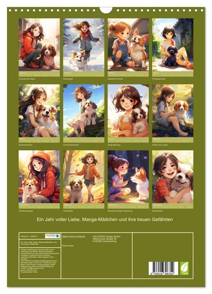 Produktbild: Ein Jahr voller Liebe. Manga-M&auml;dchen und ihre treuen Gef&auml;hrten (Wandkalender 2026 DIN A3 hoch), CALVENDO Monatskalender