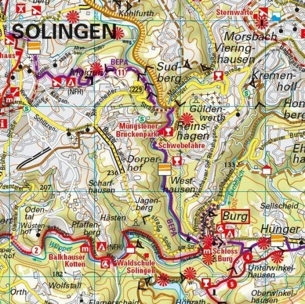 Produktbild: ADFC-Regionalkarte Bergisches Land K&ouml;ln/D&uuml;sseldorf 1:75.000, rei&szlig;- und wetterfest, GPS-Tracks Download