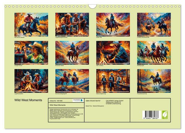 Produktbild: Wild West Moments (Wandkalender 2026 DIN A3 quer), CALVENDO Monatskalender