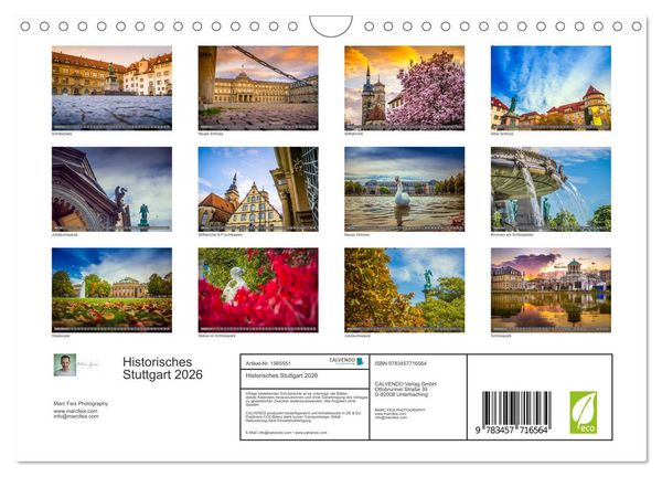 Produktbild: Historisches Stuttgart 2026 (Wandkalender 2026 DIN A4 quer), CALVENDO Monatskalender