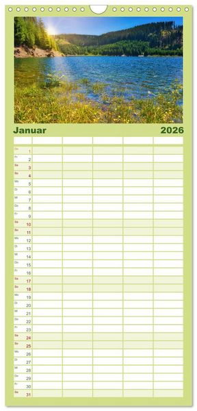 Produktbild: Familienplaner 2026 - Gew&auml;sser in S&uuml;dth&uuml;ringen mit 5 Spalten (Wandkalender, 21 x 45 cm) CALVENDO