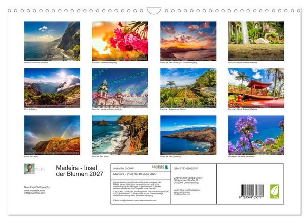 Produktbild: Madeira - Insel der Blumen 2027 (Wandkalender 2027 DIN A3 quer), CALVENDO Monatskalender