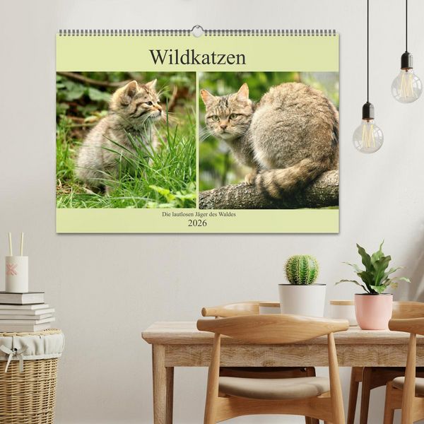 Produktbild: Wildkatzen - Die lautlosen J&auml;ger des Waldes (Wandkalender 2026 DIN A2 quer), CALVENDO Monatskalender