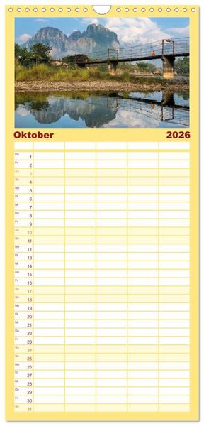 Produktbild: Familienplaner 2026 - Asien - Kontinent der Farben mit 5 Spalten (Wandkalender, 21 x 45 cm) CALVENDO