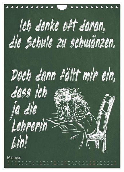 Produktbild: Coole Lehrerspr&uuml;che (Wandkalender 2026 DIN A4 hoch), CALVENDO Monatskalender