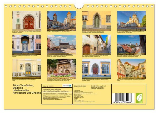 Produktbild: T&uuml;ren-Tore-Tallinn, Stadt mit m&auml;rchenhafter Atmosph&auml;re und Charme (Wandkalender 2026 DIN A4 quer), CALVENDO Monatskalender