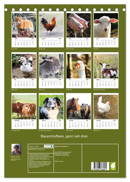 Produktbild: Bauernhoftiere, ganz nah dran (Tischkalender 2026 DIN A5 hoch), CALVENDO Monatskalender