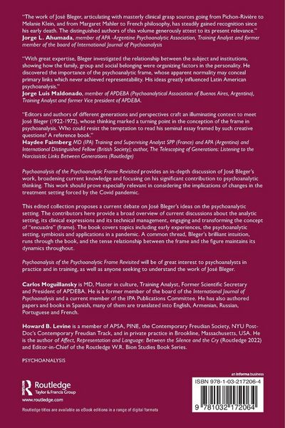 Produktbild: Psychoanalysis of the Psychoanalytic Frame Revisited