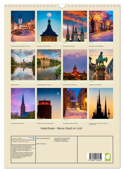 Produktbild: Halle/Saale - Meine Stadt im Licht (Wandkalender 2027 DIN A3 hoch), CALVENDO Monatskalender