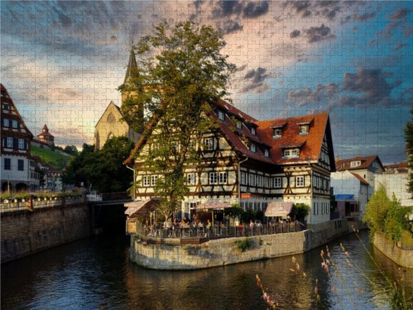 Produktbild: CALVENDO Puzzle Alte Zimmerei an der Agnesbr&uuml;cke in Esslingen a.N. | 1000 Teile Lege-Gr&ouml;&szlig;e 64x48cm Foto-Puzzle f&uuml;r gl&uuml;ckliche Stunden