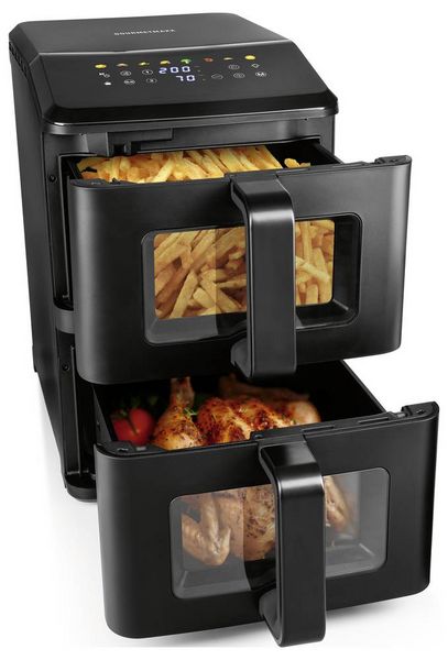Produktbild: GourmetMaxx 19129 Hei&szlig;luft-Fritteuse 10l 2400W Antihaftbeschichtung, BPA-frei, Cool-Touch-Geh&auml;use, digitaler Timer, Grillfunktion