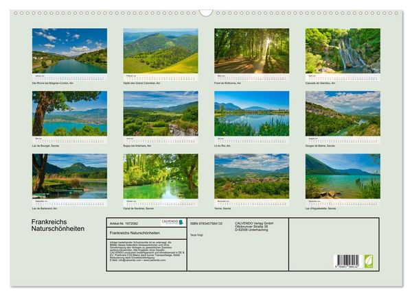 Produktbild: Frankreichs Natursch&ouml;nheiten (Wandkalender 2026 DIN A2 quer), CALVENDO Monatskalender