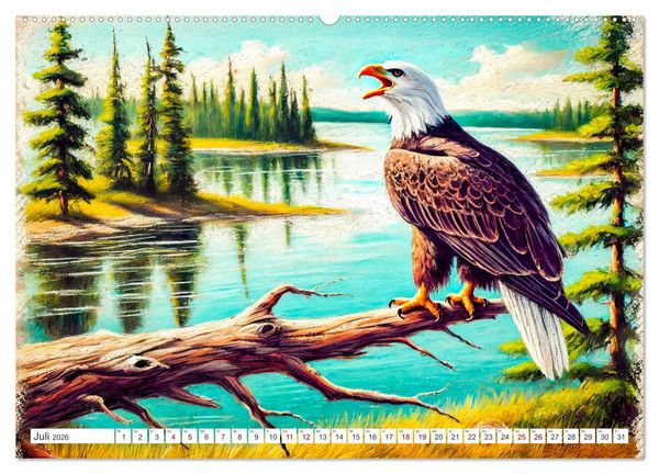 Produktbild: Der Ruf des Adlers - Majest&auml;tischer K&ouml;nig der L&uuml;fte in Aktion (hochwertiger Premium Wandkalender 2026 DIN A2 quer), Kunstdruck in Hochglanz