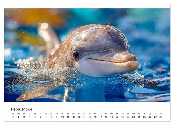 Produktbild: Delfine - ein Jahr voller Meer (Tischkalender 2026 DIN A5 quer), CALVENDO Monatskalender