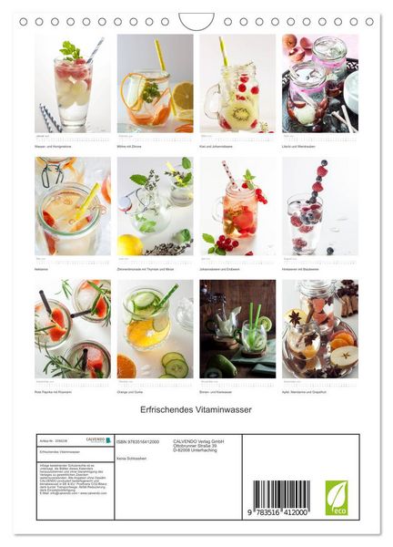Produktbild: Erfrischendes Vitaminwasser (Wandkalender 2026 DIN A4 hoch), CALVENDO Monatskalender