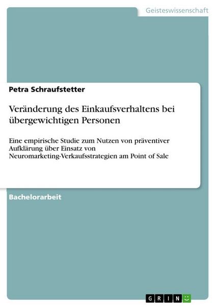 Produktbild: Ver&auml;nderung des Einkaufsverhaltens bei &uuml;bergewichtigen Personen