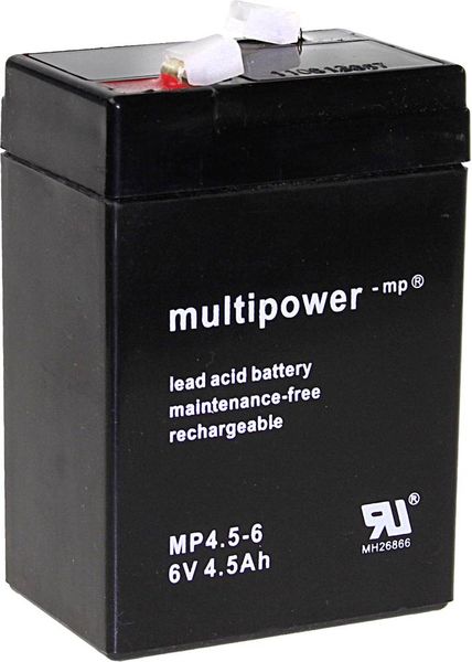 Multipower PB-6-4,5-4,8 MP4,5-6 Bleiakku 6V 4.5Ah Blei-Vlies (AGM) (B x H x T) 70 x 105 x 47mm Flachstecker 4.8mm Wartun