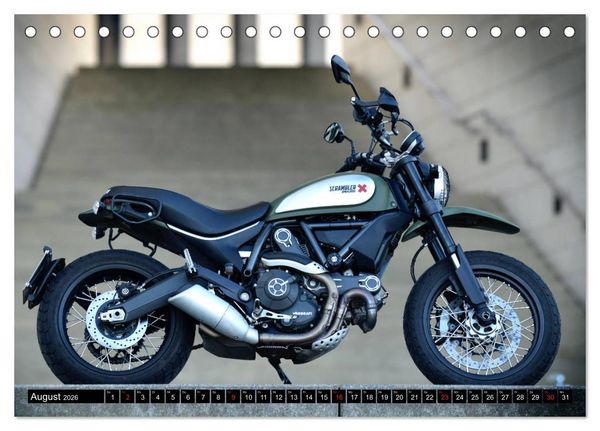 Produktbild: Scrambler Motorr&auml;der Individuell - Stylisch - Abenteuerlich (Tischkalender 2026 DIN A5 quer), CALVENDO Monatskalender