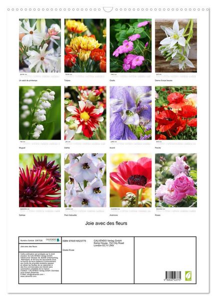 Produktbild: Joie avec des fleurs (Calendrier mural 2026 DIN A2 horizontal), CALVENDO calendrier mensuel