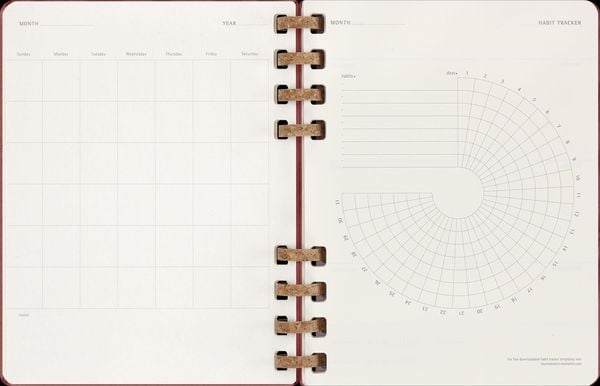 Produktbild: Moleskine Undatierter Life Kalender Mit Spiralbindung, Xl, Wochen-Monatskalender, Fester Einband, Crush Cherry