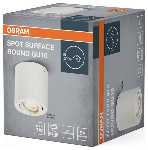 Produktbild: OSRAM HOMELIGHTING Spot Surface Round GU10 White 4099854446009 LED-Au&szlig;enwandleuchte GU10 Wei&szlig;