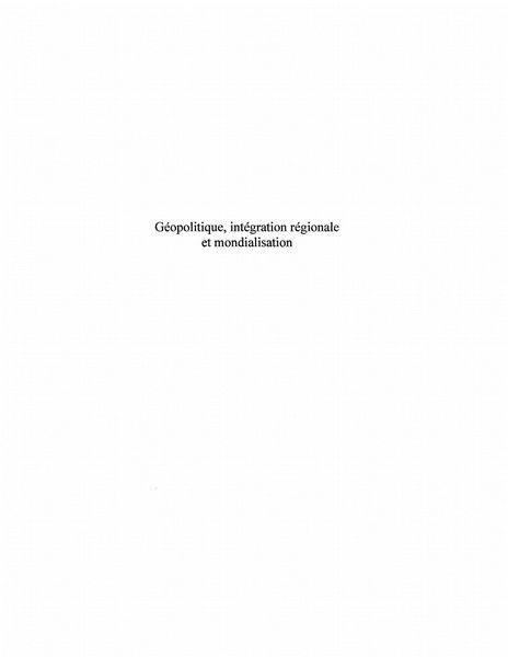 Produktbild: Geopolitique: integration regionale et m