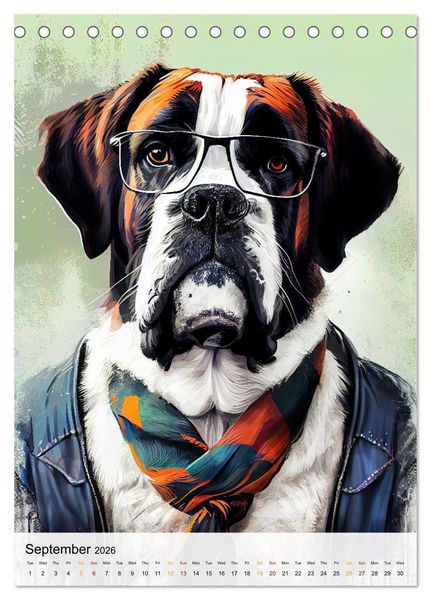 Produktbild: Hipster Dogs (Desk Calendar 2026 DIN A5 portrait), CALVENDO 12 Month DeskCalendar