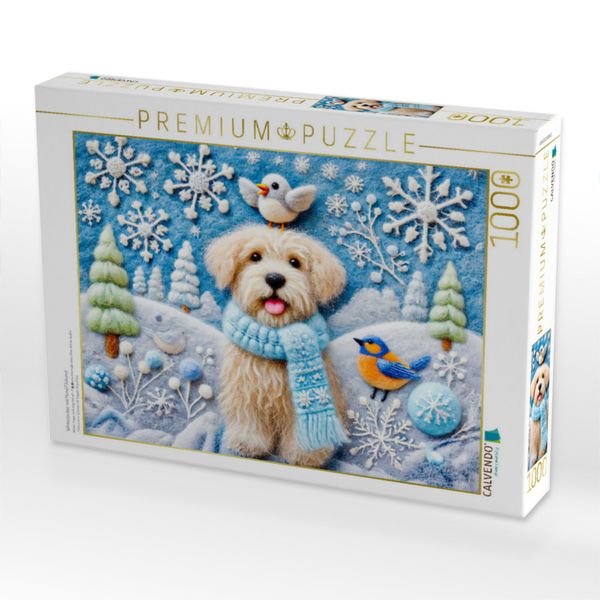 Produktbild: CALVENDO Puzzle Winterzauber mit Hund Filzkunst | 1000 Teile Lege-Gr&ouml;&szlig;e 64x48cm Foto-Puzzle f&uuml;r gl&uuml;ckliche Stunden