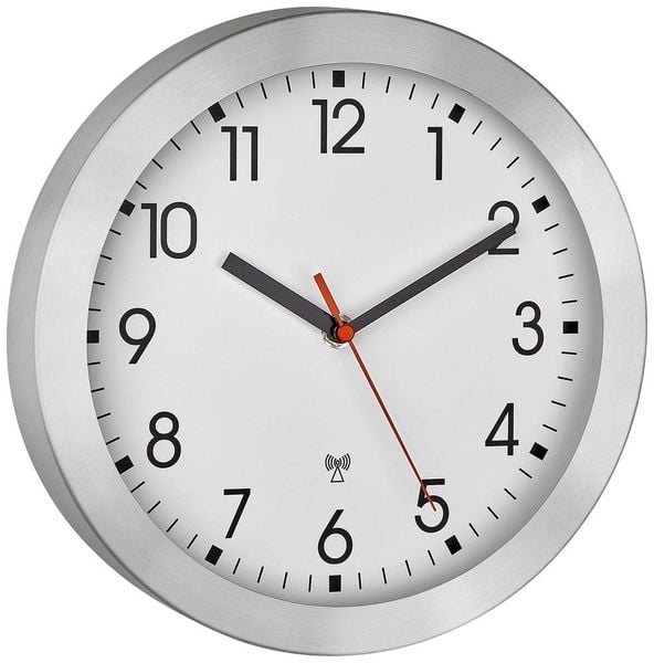 Produktbild: TFA Dostmann 60.3546.02 Funk Wanduhr 25cm x 40mm Aluminium (geb&uuml;rstet)
