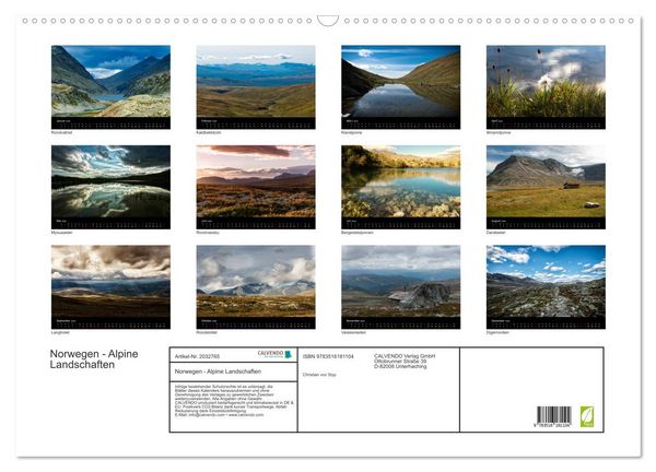 Produktbild: Norwegen - Alpine Landschaften (Wandkalender 2026 DIN A2 quer), CALVENDO Monatskalender