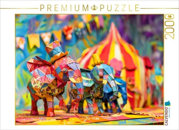 Produktbild: CALVENDO Puzzle Elefanten im Zirkus aus Papier. | 2000 Teile Lege-Gr&ouml;&szlig;e 90x67cm Foto-Puzzle f&uuml;r gl&uuml;ckliche Stunden
