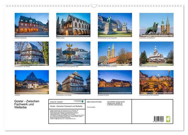 Produktbild: Goslar - Zwischen Fachwerk und Welterbe (Wandkalender 2027 DIN A2 quer), CALVENDO Monatskalender