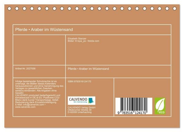 Produktbild: Pferde &bull; Araber im W&uuml;stensand (Tischkalender 2026 DIN A5 quer), CALVENDO Monatskalender