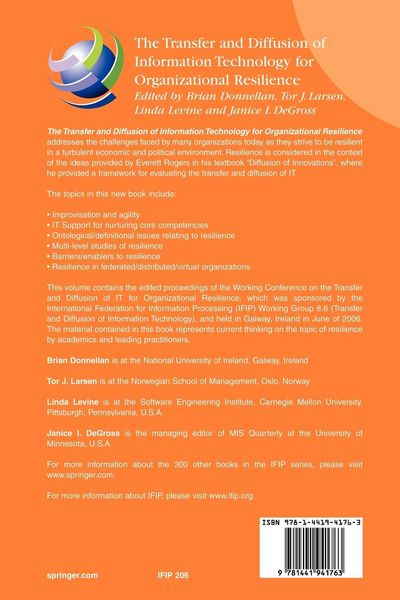 Produktbild: The Transfer and Diffusion of Information Technology for Organizational Resilience