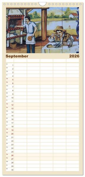 Produktbild: Familienplaner 2026 - Azulejos - Portugals beliebte Kachel Kunst mit 5 Spalten (Wandkalender, 21 x 45 cm) CALVENDO