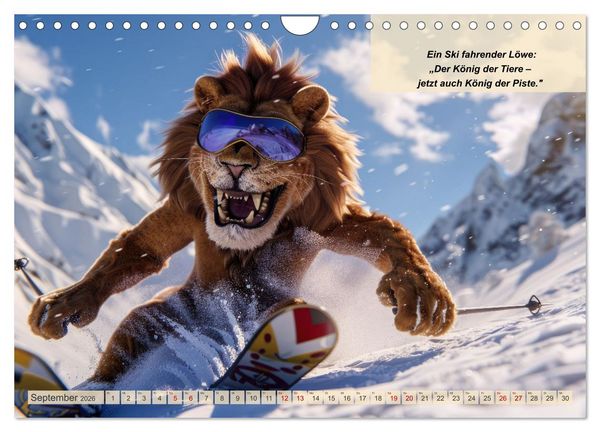 Produktbild: Tierisch lustige Skifahrer (Wandkalender 2026 DIN A4 quer), CALVENDO Monatskalender