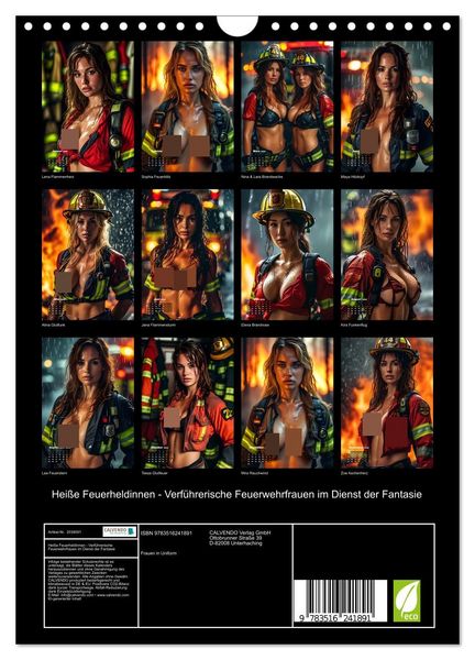 Produktbild: Hei&szlig;e Feuerheldinnen - Verf&uuml;hrerische Feuerwehrfrauen im Dienst der Fantasie (Wandkalender 2026 DIN A4 hoch), CALVENDO Monatskalender