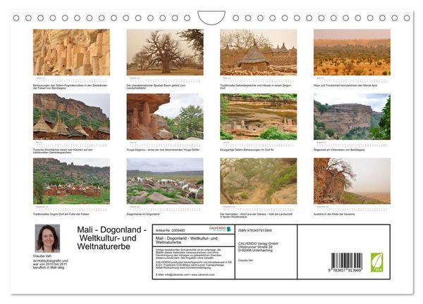Produktbild: Mali - Dogonland - Weltkultur- und Weltnaturerbe (Wandkalender 2026 DIN A4 quer), CALVENDO Monatskalender