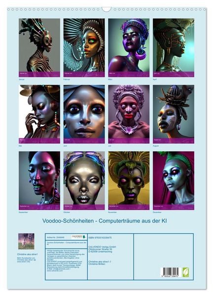 Produktbild: Voodoo-Sch&ouml;nheiten - Computertr&auml;ume aus der KI (Wandkalender 2026 DIN A2 hoch), CALVENDO Monatskalender