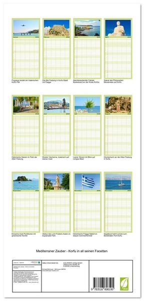 Produktbild: Familienplaner 2026 - Mediterraner Zauber - Korfu in all seinen Facetten mit 5 Spalten (Wandkalender, 21 x 45 cm) CALVENDO